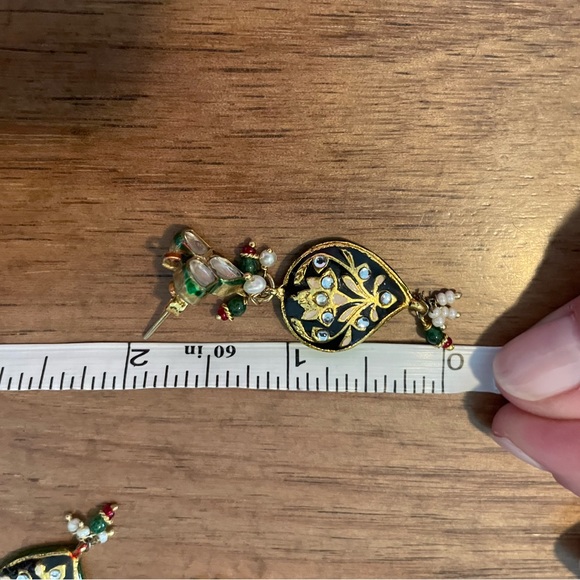 India enamel and pearl necklace and earrings.  From India. Never worn. - Picture 11 of 14
